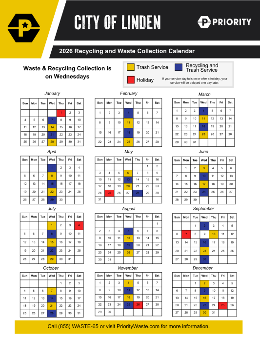 City of Linden Waste Collection Schedule