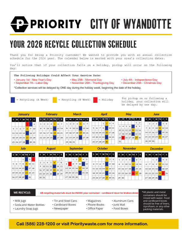 City Of Wyandotte Recycle Schedule