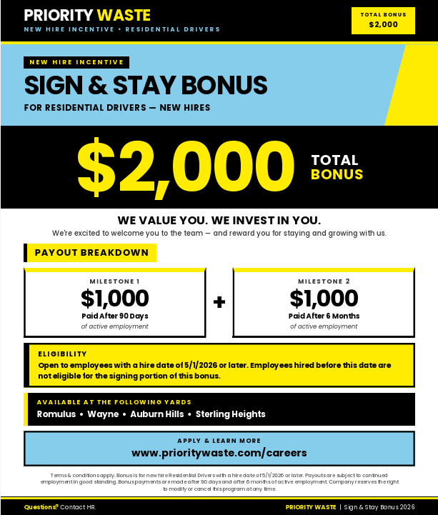 Sign & Stay Bonus